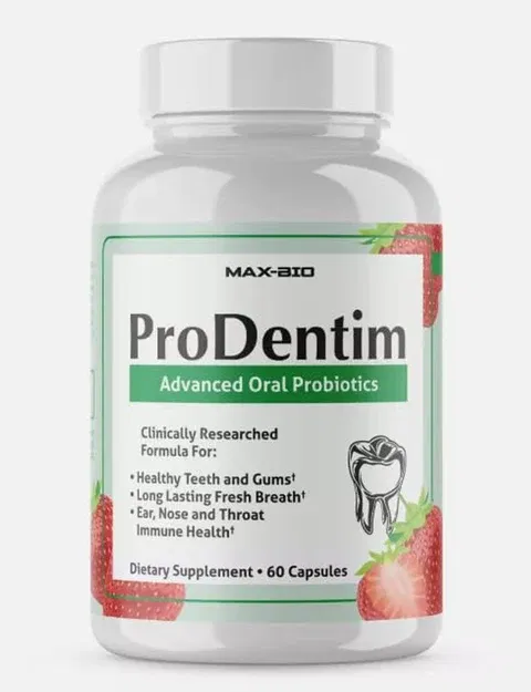 ProDentim single bottle showing the Advanced Oral Probiotics label and formula details